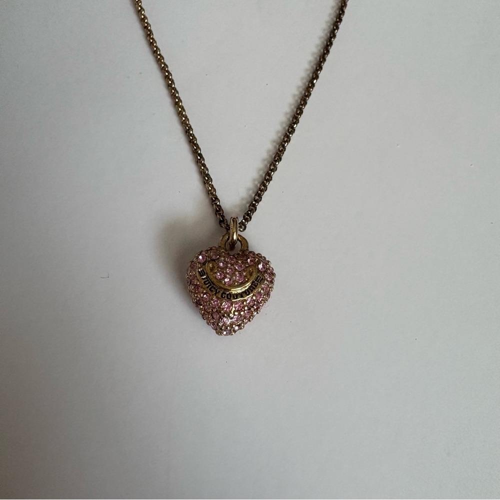 Vintage Juicy Couture Pink & Gold Heart Necklace - Picture 3 of 10